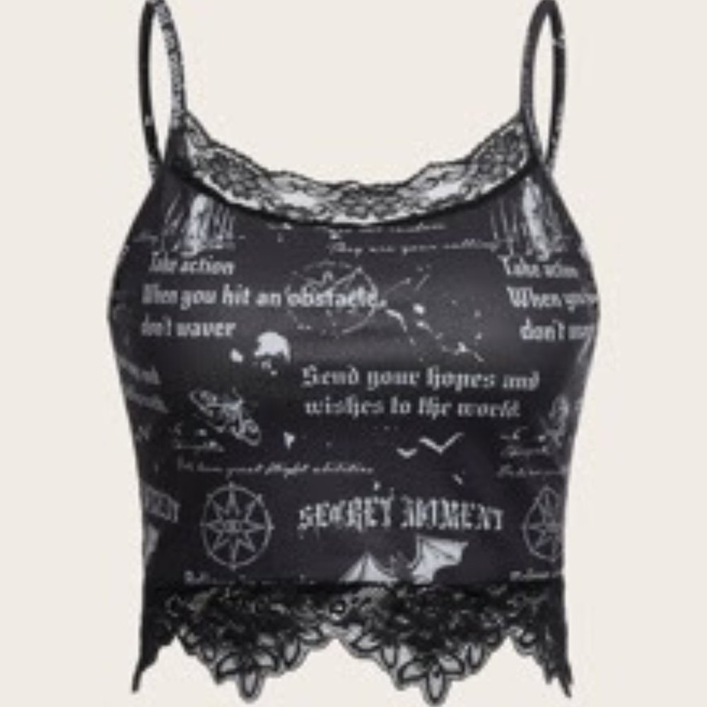 Black lace cami top